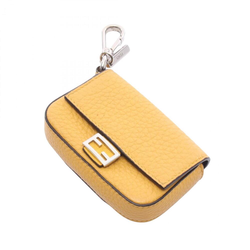 Fendi Nano Baguette Charm Belt Pouch Accessory Leather Women's Yellow